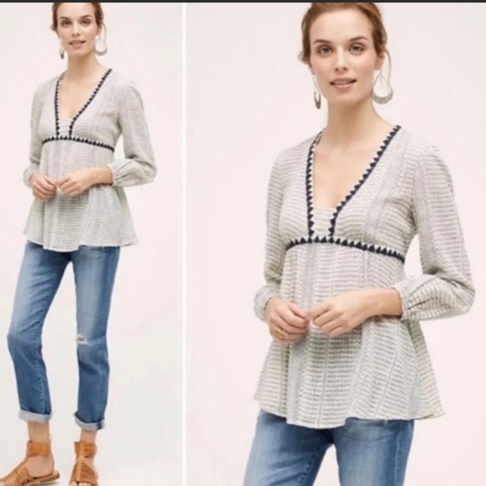 Anthropologie embroidery baby doll top